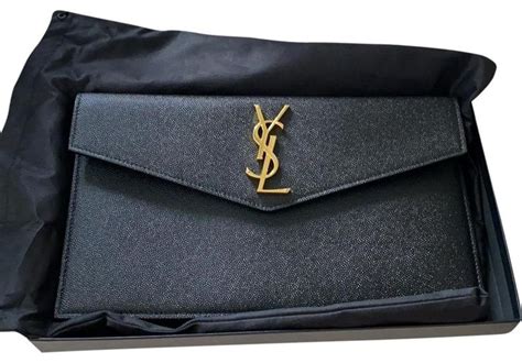 ysl black leather clutch women|ysl uptown clutch sale.